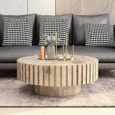 Table basse moderne moderne de 31,4 po avec ton de bois naturel, multifonctionnel dans les espaces de vie et d'étude, style de bureau lisse et texturé, idéal pour un bureau de stress, installation rapide