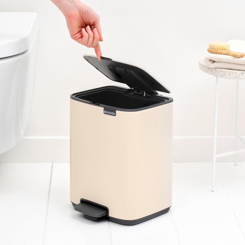 Brabantia Bo Pedal Bin, 7 L, Soft Beige, 31cm H x 24.2cm W x 24.3cm D