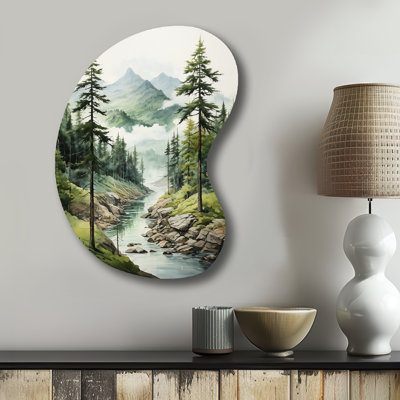 Gwendell Green Pine Tree Eternal Guardians I - Tree Pine Boom Shape Irregular Metal Wall Decor