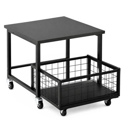 Mini support mobile pour réfrigérateur avec rangement, chariot de réfrigérateur à roulettes robuste avec tiroir et panier, pour la maison, le dortoir et le bureau