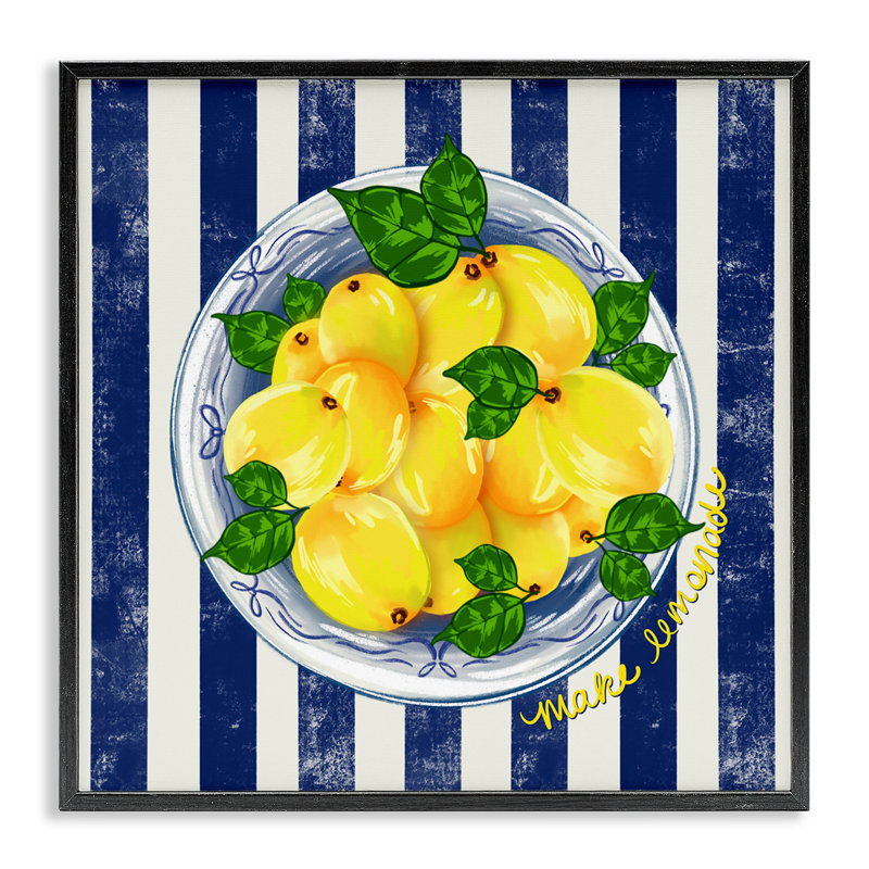 «Make Lemonade on Stripes», estampe numérique, conception par Lori Mosley, H 17 po x l 17 po, Giclée encadrée noir minuit