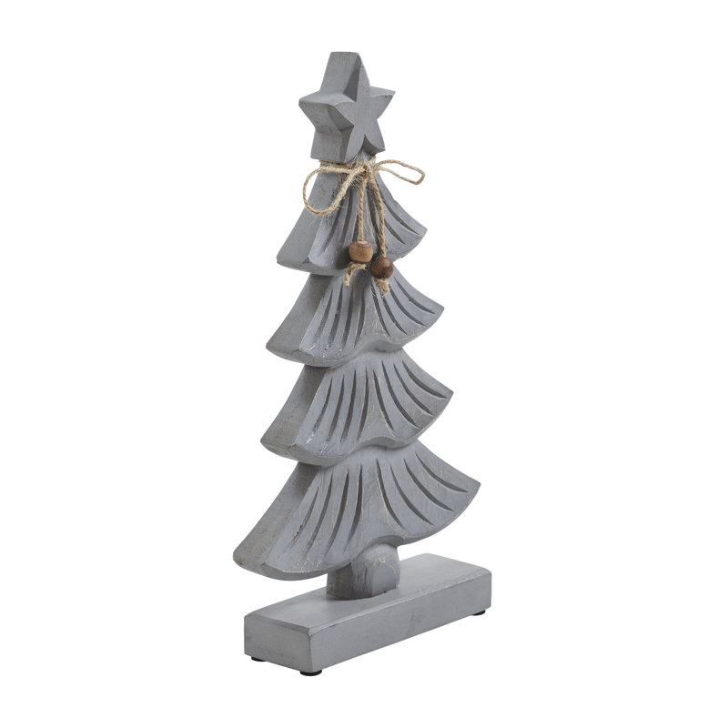 Starry Pine Distressed Grey Wooden Tree, 13" H x 7" W x 2" D