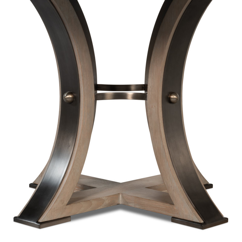 Tower Round Solid Oak Dining Table, Moonskin/Hammered