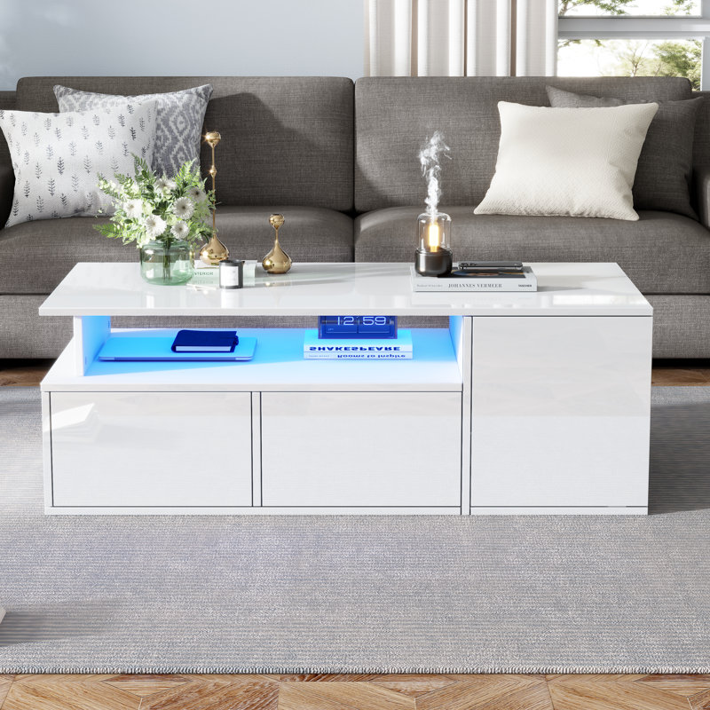 Coffee Table with Storage, White