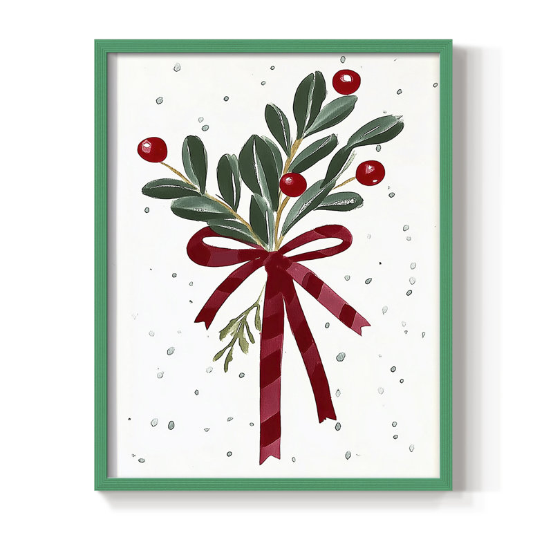 «Christmas Holiday Art DCCCLXI», reproduction d'art encadrée - bois massif, Vert, H 11 po x l 9 po