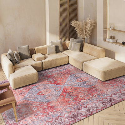 Tapis oriental rétro lavable à la machine Serapi Performance