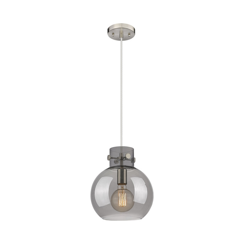 Luminaire suspendu 1 lumière Lantz, H 11,75 po x l 10 po x P 10 po, Plaqué couleur fumée, Nickel satiné