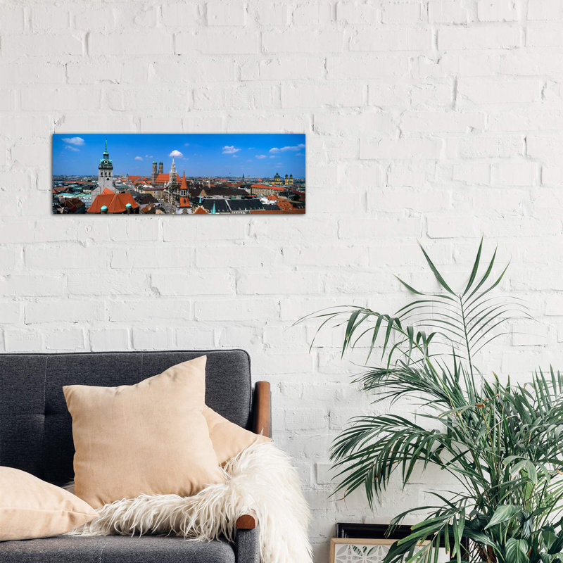 Aerial View of the Altstadt District, Munich, Bavaria, Germany 1 Piece Panoramic Wall Art on Canvas