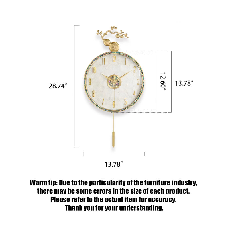 Copper shell round wall clock