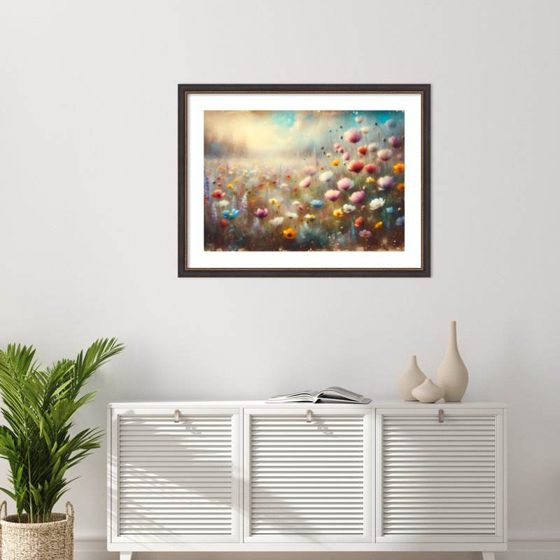 «Wildflower Meadow 6» par Tonya van Schalkwyk, reproduction d'art encadrée sur bois, H 33 po x l 43 po