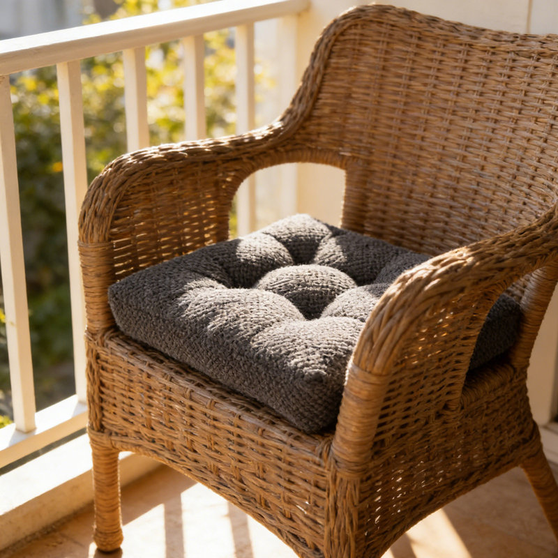 Chair Cushions For All Season Outdoor Use At Home Corduroy Chair Cushion, Dark Gray