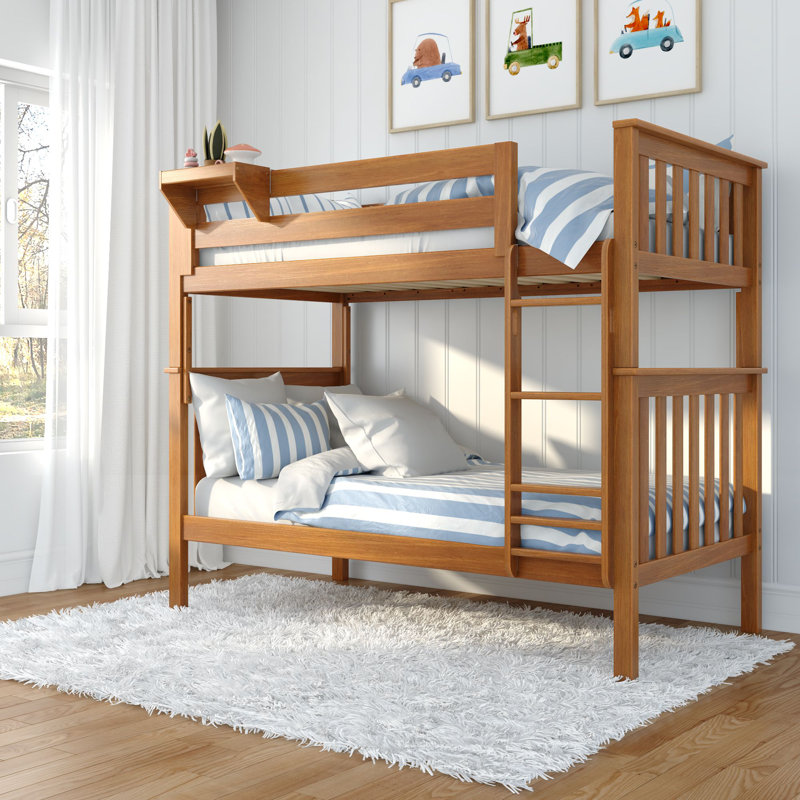 Solid Wood Standard Bunk Bed, Twin Over Twin, Pecan