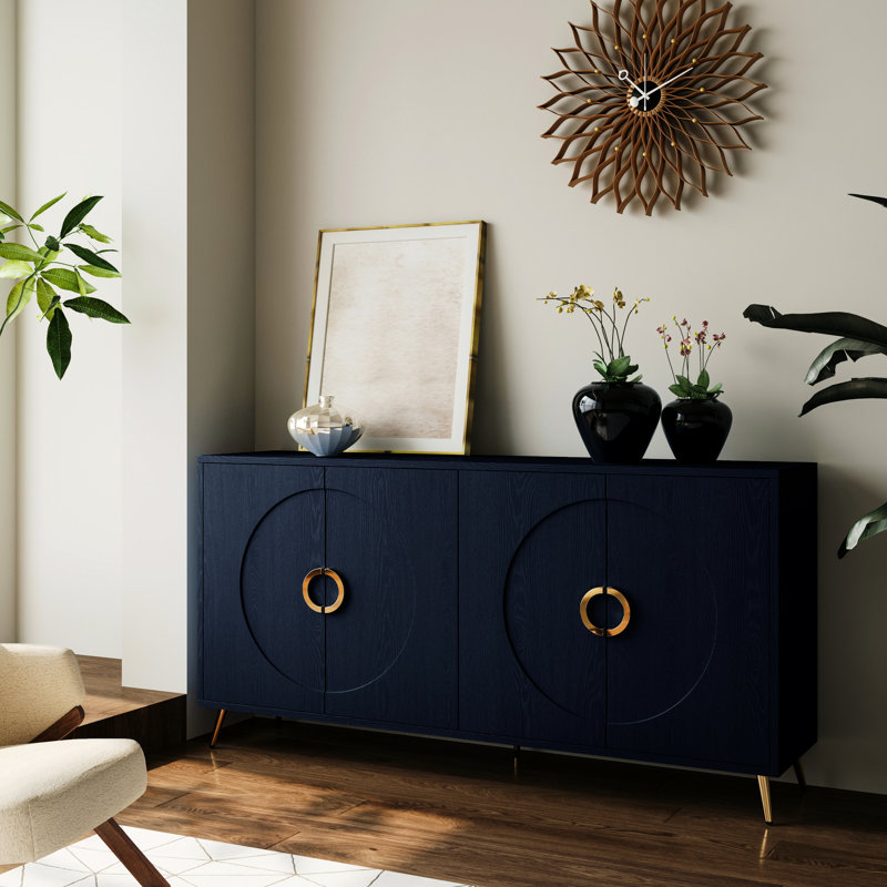 Armoire moderne avec tablettes réglables pour la cuisine et la salle à manger, Navy Blue