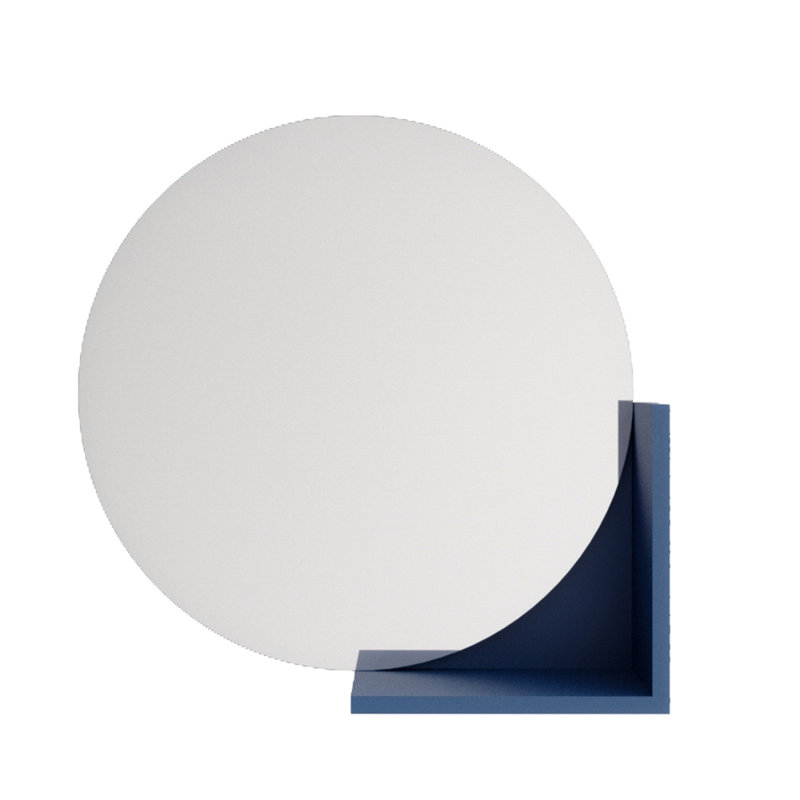 Round Framed Wall Mounted Accent Mirror, Dark Blue
