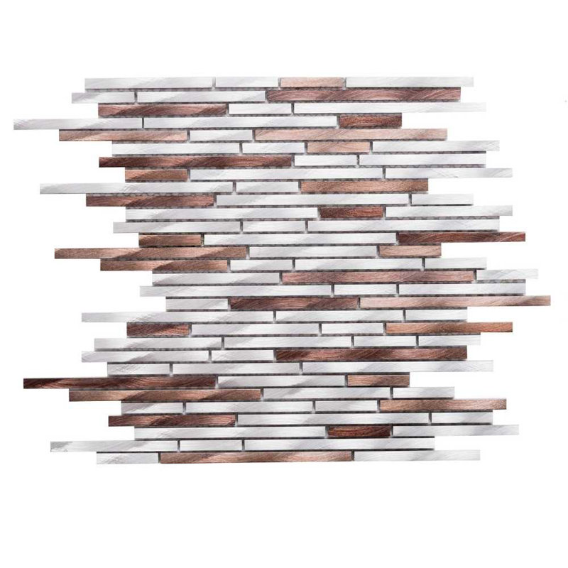 Victory 12" x 12" Metal Glass Linear Mosaic Wall Tile, Brown/Grigio