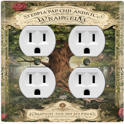 Green Tree Of Life Forest Nature Themed 2 - Gang Duplex Outlet Standard Wall Plate