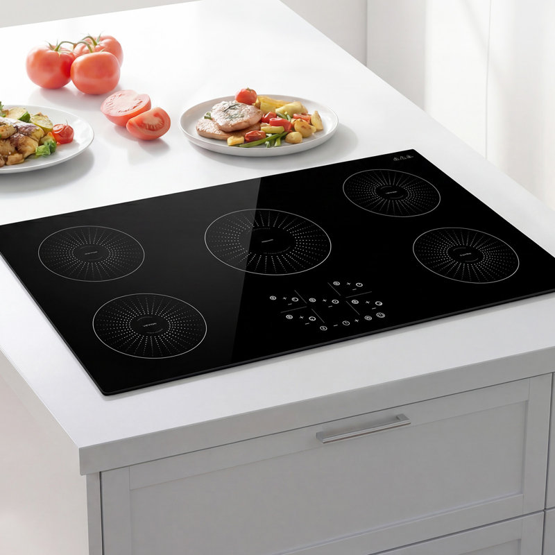 Plaque de cuisson à induction 36 pouces, 5 brûleurs, cuisinière électrique intégrée 220V 9200W, brûleur à induction pour la cuisine, avec 9 niveaux de puissance, écran tactile à DEL, surface en vitrocéramique, verrou pour enfant