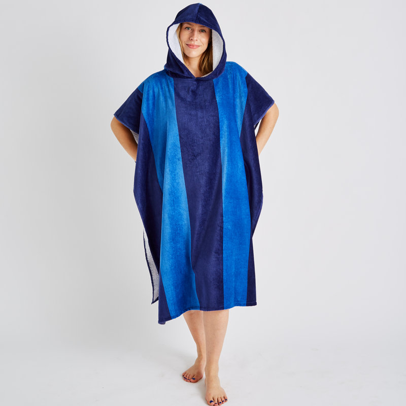 Stripe Hooded Towel Poncho