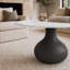 Table basse moderne en pierre frittée Jackline avec piédestal sculptural en bois, table de salon minimaliste de luxe - Assemblage facile et durabilité élevée-130590273-130590269