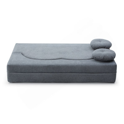 Canapé-lit pliant 2-en-1 avec oreiller, canapé-lit grand, causeuse de plancher et futon, canapé-lit pliant en mousse pour le salon, les invités, le bureau, un appartement, aucun assemblage requis, gris