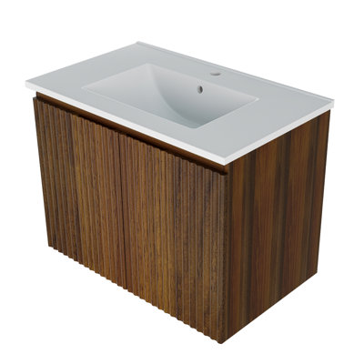 Armoire murale pliante 30 po en chêne Gloden avec lavabo crème - Installation brevetée en 1 minute