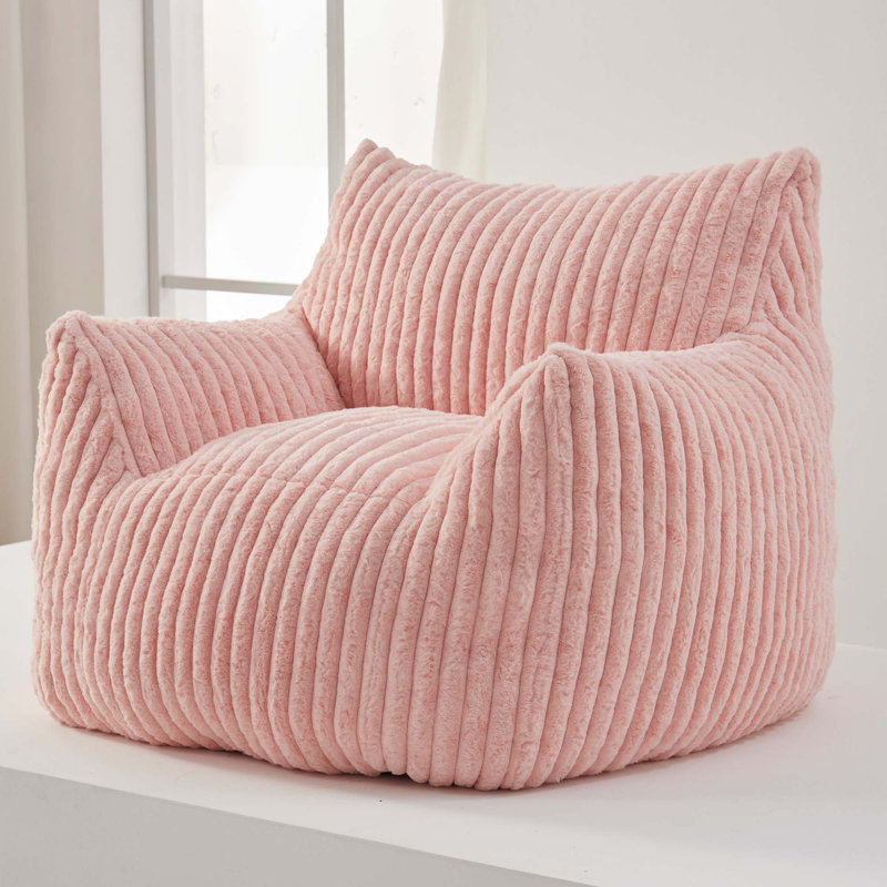 Pink bunny plush foam-filled compressed beanbag chair, Pink, 27.9“ H x 37" W x 33"D