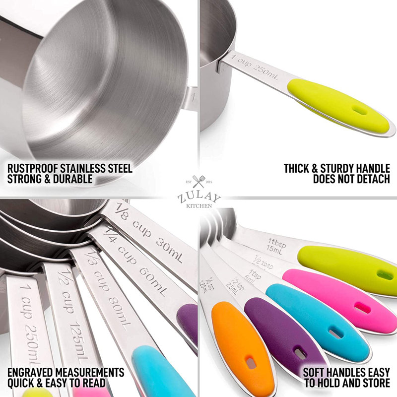 Zulay Kitchen 10 -Piece Stainless Steel Measuring Cup And Spoon Set