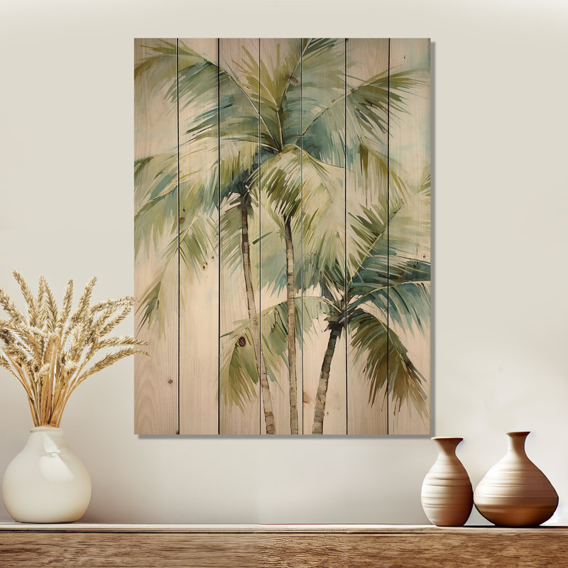 «Green Minimalims Palm I», impression sur bois naturel, H 20 po x l 10 po x P 0,78 po