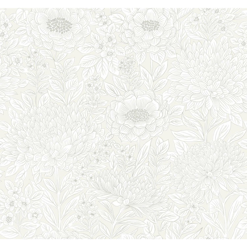 Rouleau de papier peint métallique L 27 pi x l 27 po Blooms, Crème / lustre