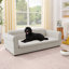 Canapé surdimensionné pour animal de compagnie, élégant canapé-lit surélevé en tissu de lin moderne, lit pour animal de compagnie rectangulaire surdimensionné confortable avec dossier et accoudoirs pour grands chiens surdimensionnés - beige-545314271