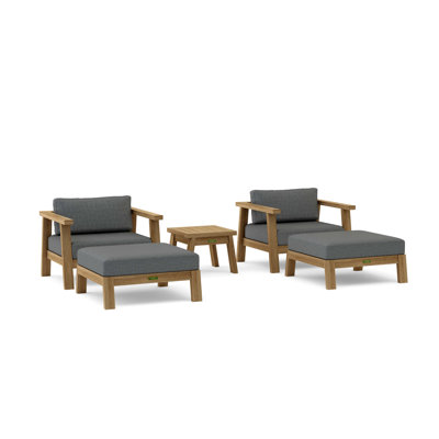 Palermo Teak 2 - Person Patio Conversation Set with Sunbrella® Cushions