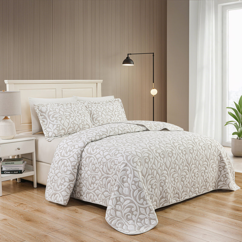 Ensemble de courtepointe brodée d'été 2 pièces Marina Soft Home, Courtepointe pour lit simple + 1 taie décorative