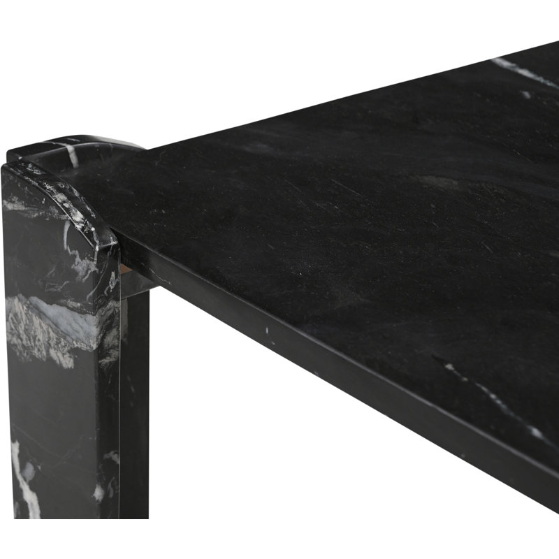 Table basse Abe en marbre véritable noir, Noir