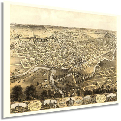 1868 Fort Wayne City Indiana Map Poster Wall Art