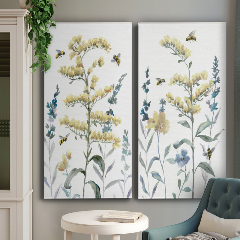 «Bumble Bee Garden I», ensemble de 2 toiles tendues, H 24 po x l 24 po x P 1 po