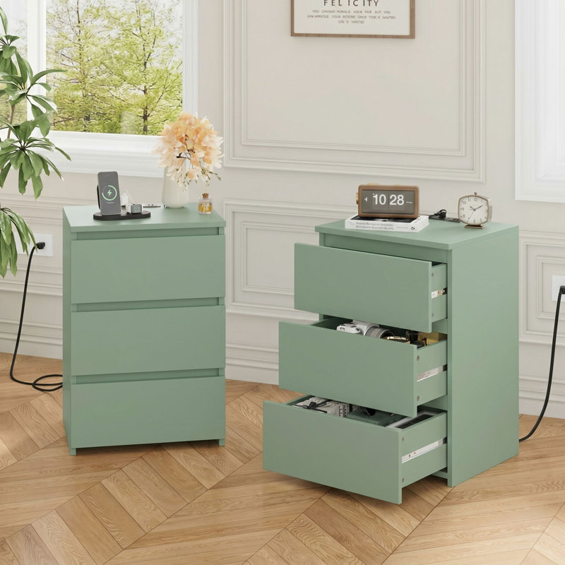 3-Piece Bedroom Sets, ONE Storage Bed With Drawers & TWO 3-Drawer Nightstands With Charging Port, White, Queen