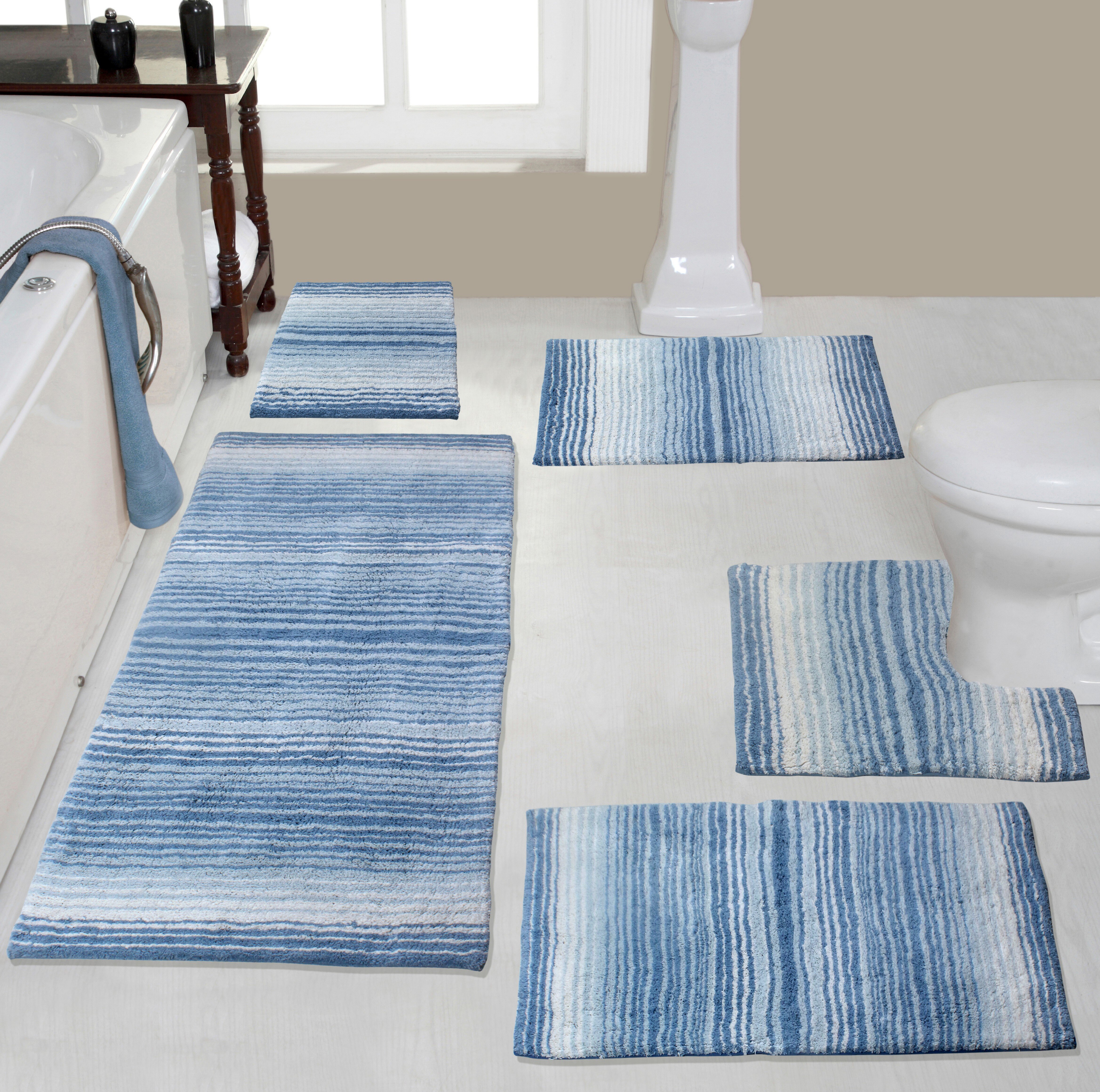 Cotton Bath Rug Set of 2, Soft & Absorbent Bathroom Rugs with Non-Skid  Backing