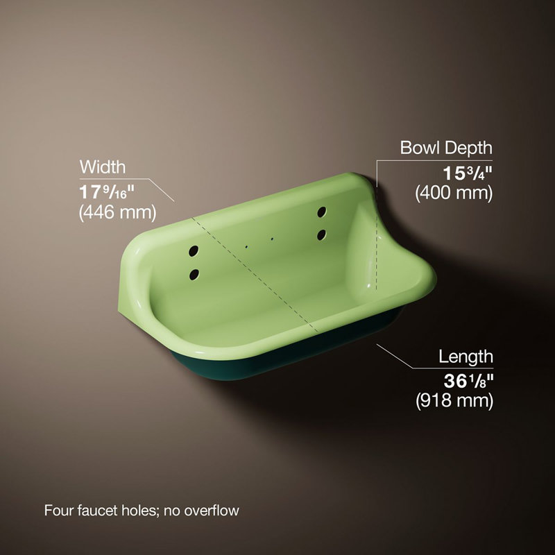 Brockway 36 In. Wall-Mount Utility Sink, Fresh Green