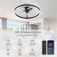  Ventilateur de plafond encastré noir moderne 20 po avec télécommande pour chambre à coucher / salon Cissline