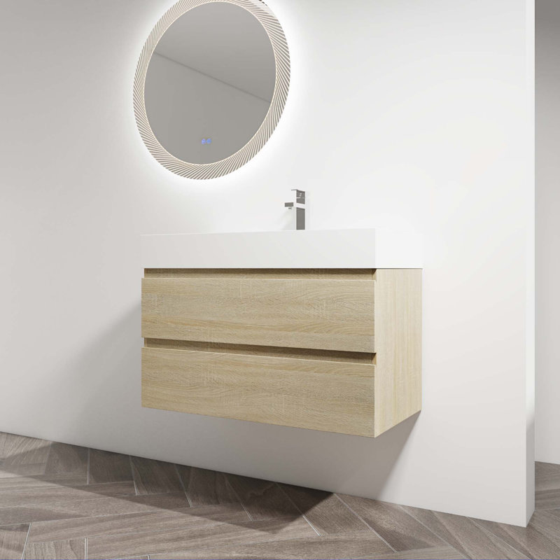Meuble-lavabo mural avec lavabo en résine