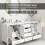 Meuble-lavabo autoportant de 72 po, base solide, 2 bacs blancs, armoire de rangement 72 po facile à installer, bois, lavabo blanc, conception épurée