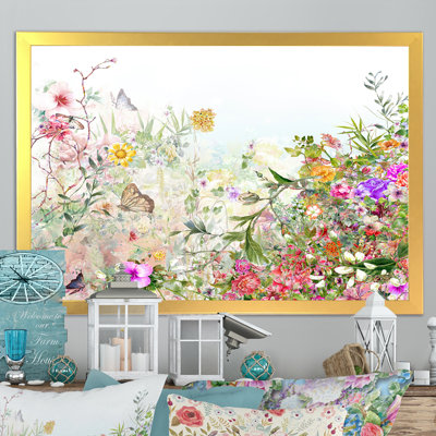 «Modern Red and Green Summer Garden II», reproduction sur toile flottante