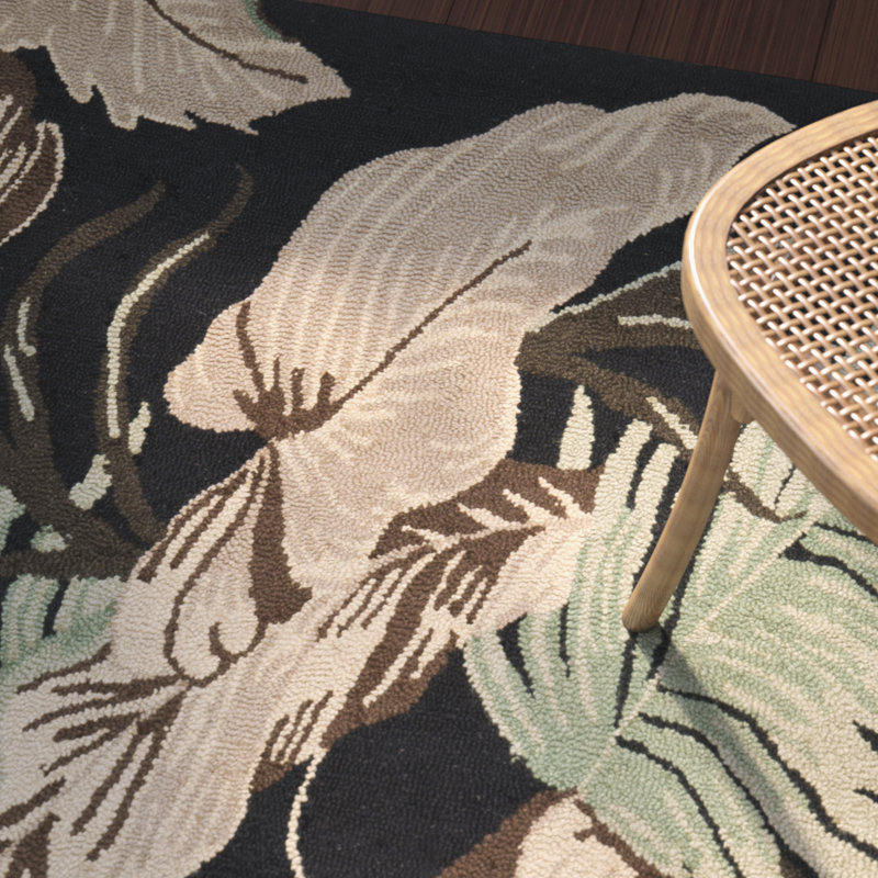 Tapis floral en laine crocheté à la main Mcloughlin, Rectangle 8 pi x 10 pi