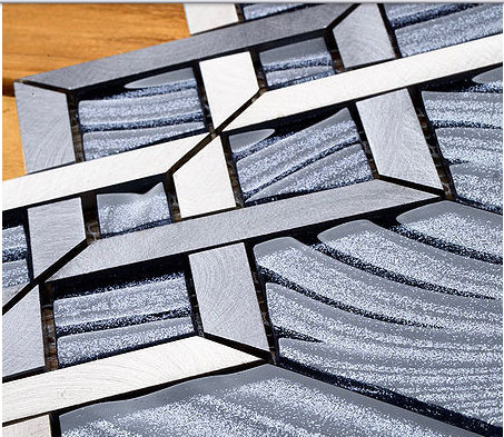 Hexa Metal/Glass Novelty Mosaic Wall Tile, Gray/Silver