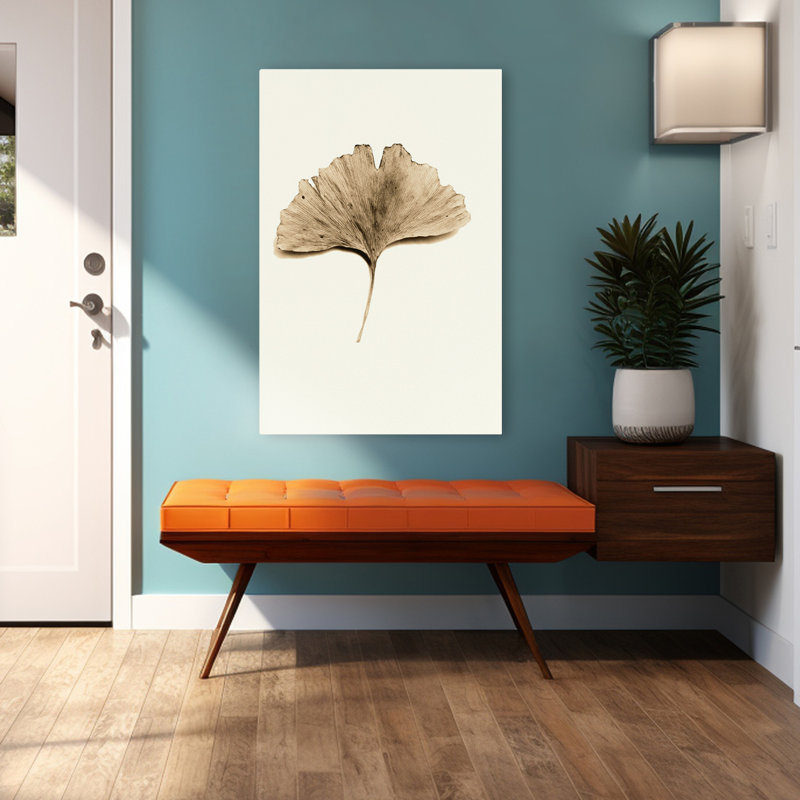 Feuille de ginkgo - art floral et nature morte avec feuilles botaniques, H 48 po x l 32 po