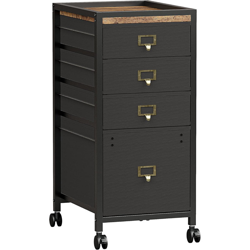 Compact 3-Drawer Mobile Filing Cabinet – Stylish Fabric Storage Solution on Wheels for Home Office, Fits Letter and A4 Size Documents