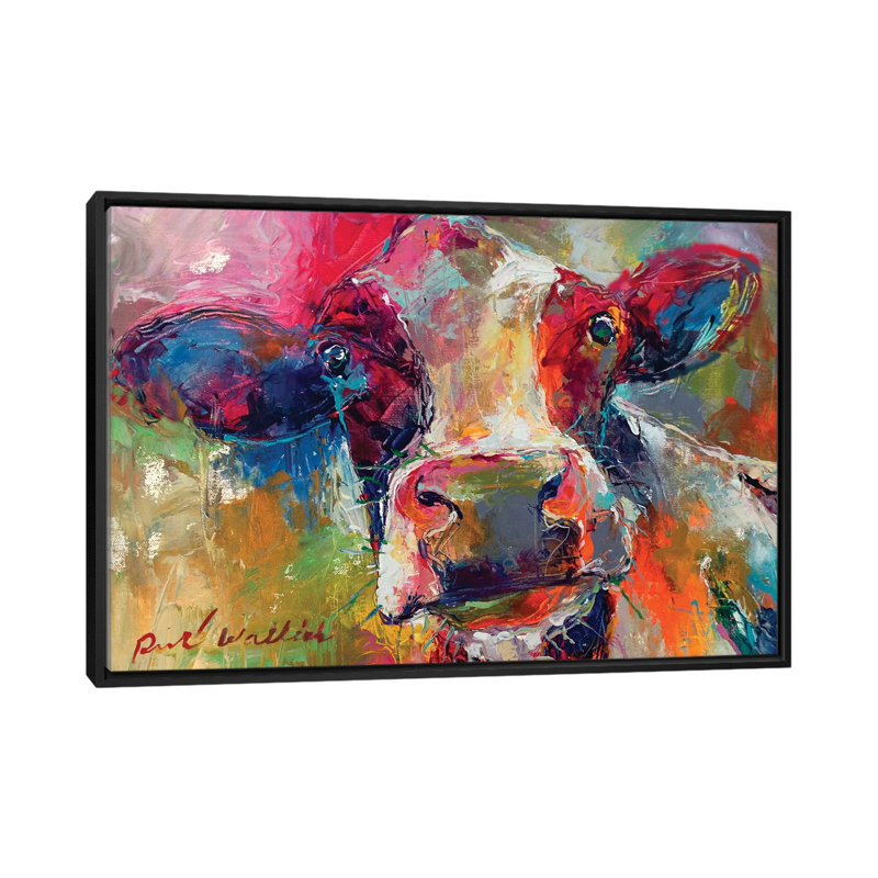 «Art Cow» par Richard Wallich, reproduction sur toile, H 18 po x l 26 po x P 1,5 po, Toile avec cadre flottant noir