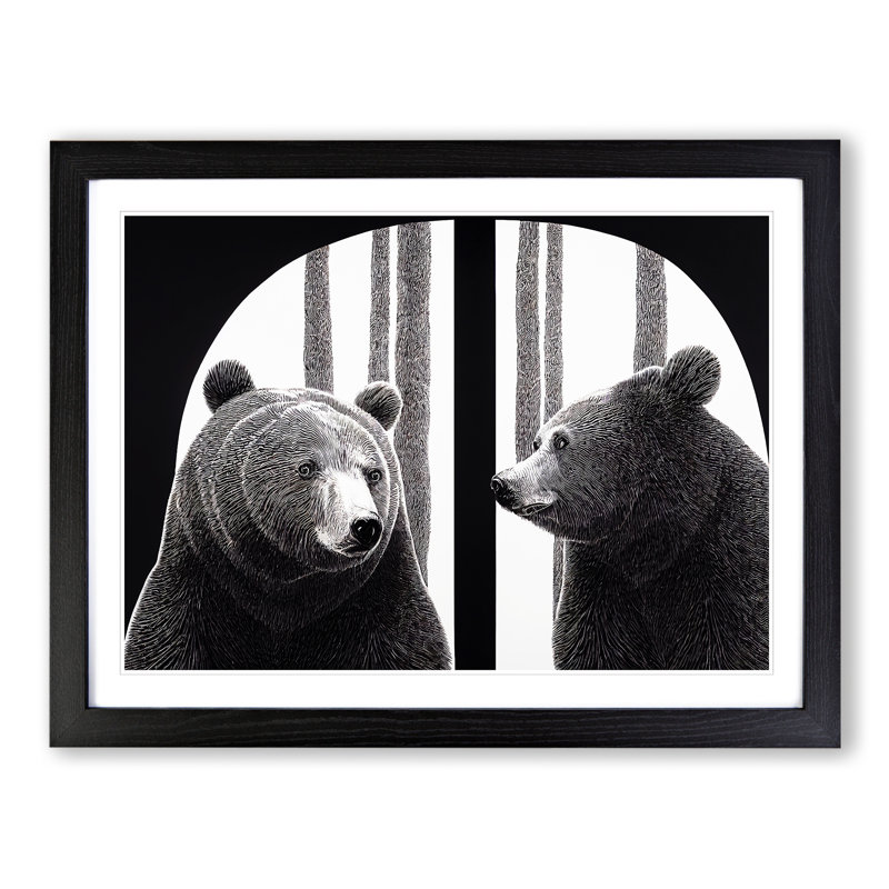 Impactful Bears - Single Picture Frame Print, 46cm H x 64cm W x 2cm D, Black