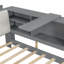 Lit plateforme en bois de pin robuste avec tête de lit rembourrée avec rangement intégré et tablette rotative-268889206