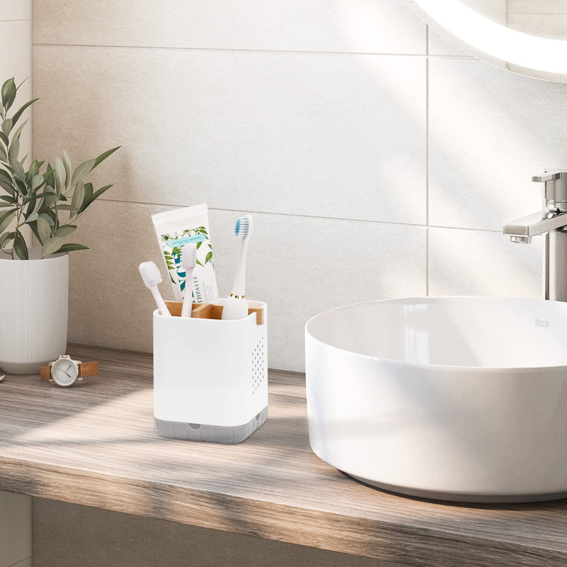 Porte-brosse à dents et dentifrice avec séparateur en bambou, grand porte-brosses à dents en plastique détachable et antidérapant
